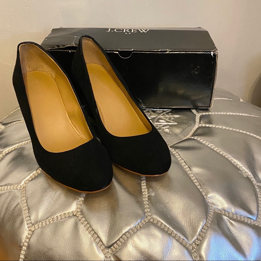 NWT🌟 J•Crew Black Suede Sylvia Wedges